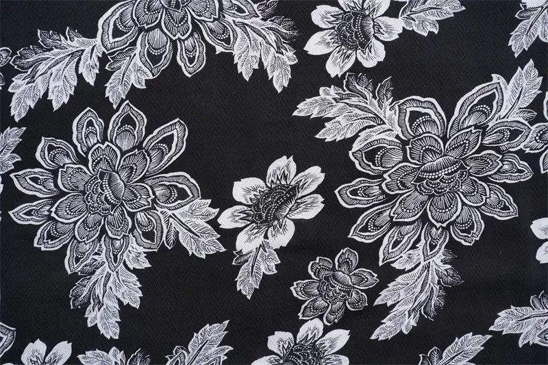 100% Viscose 60s Herribone Printed Fabric