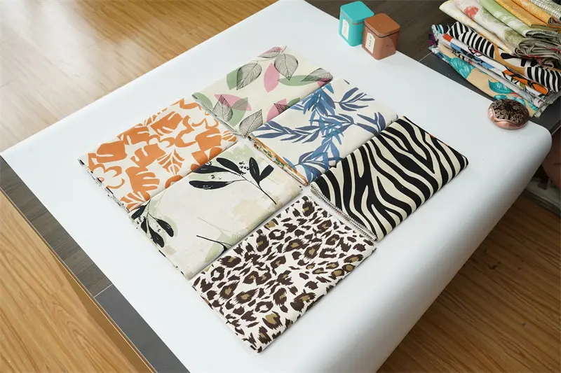 70%Rayon 30%Linen Plain Weave Printed Fabric