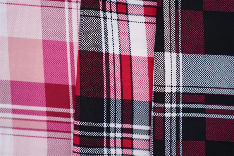 100%Rayon Viscose 45s Poplin Check Designs Printed Fabric
