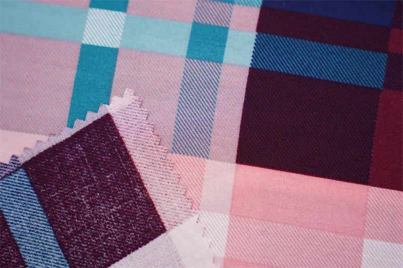 100%Rayon Viscose 45s Poplin Check Designs Printed Fabric