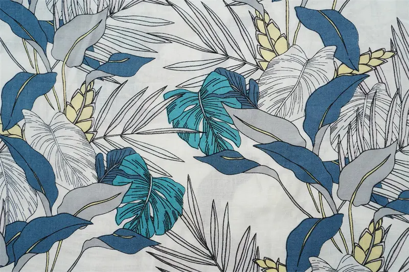 85%Viscose 15%Linen 30s Plain Weave Printed Fabric