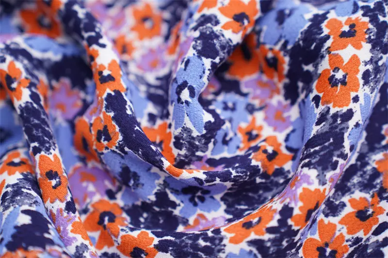 Colorful Floral Pattern Woven 120Dx30SR Rayon Print Fabric Crepe Rayon Printed Fabric