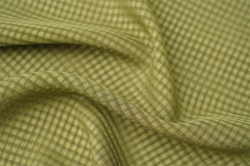 Ladys’ Fashion Cationic Check Chiffon Fabric 100%Polyester