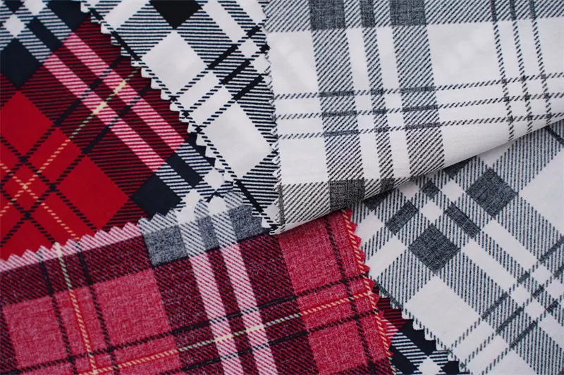 100%Rayon Viscose 45s Poplin Check Designs Printed Fabric