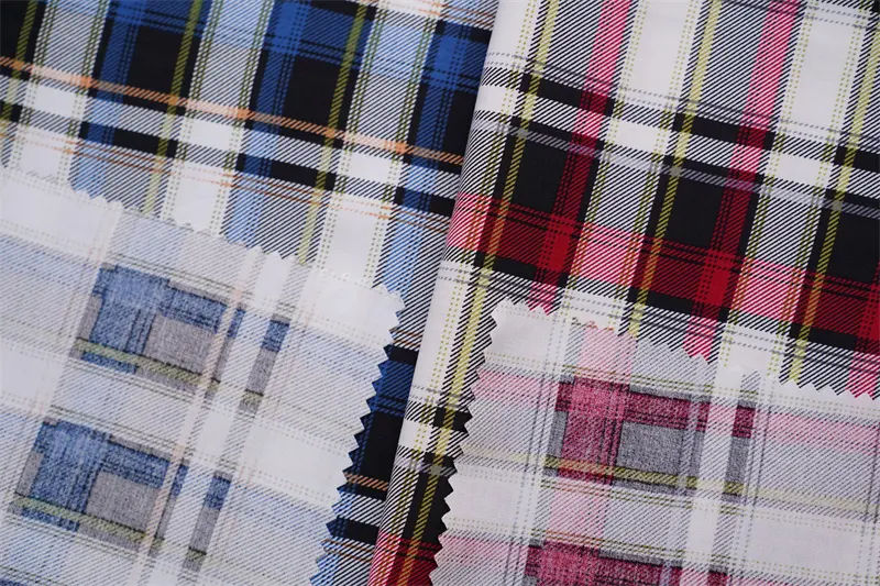 100%Rayon Viscose 45s Poplin Check Designs Printed Fabric
