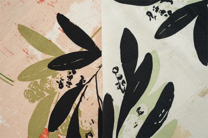 70%Rayon 30%Linen Plain Weave Printed Fabric