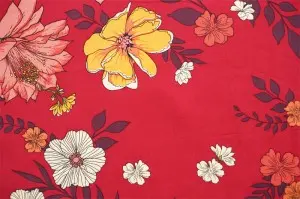 Big Floral Tropical Design 100% Viscose Challis Printed Fabric